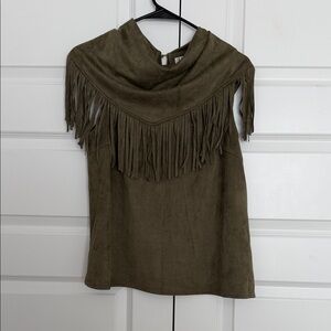 TCEC Olive Fringe Detail Top